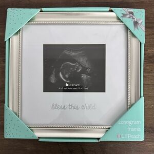 Lil Peach Sonogram Frame “Bless This Child” – 4x5 Photo Insert – Nursery Decor